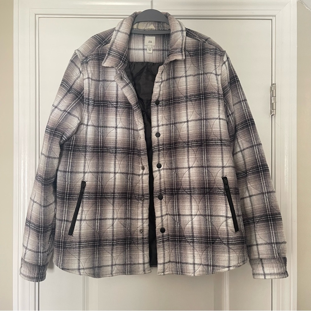 River Island Quilted Flannel Jacket Size: Large